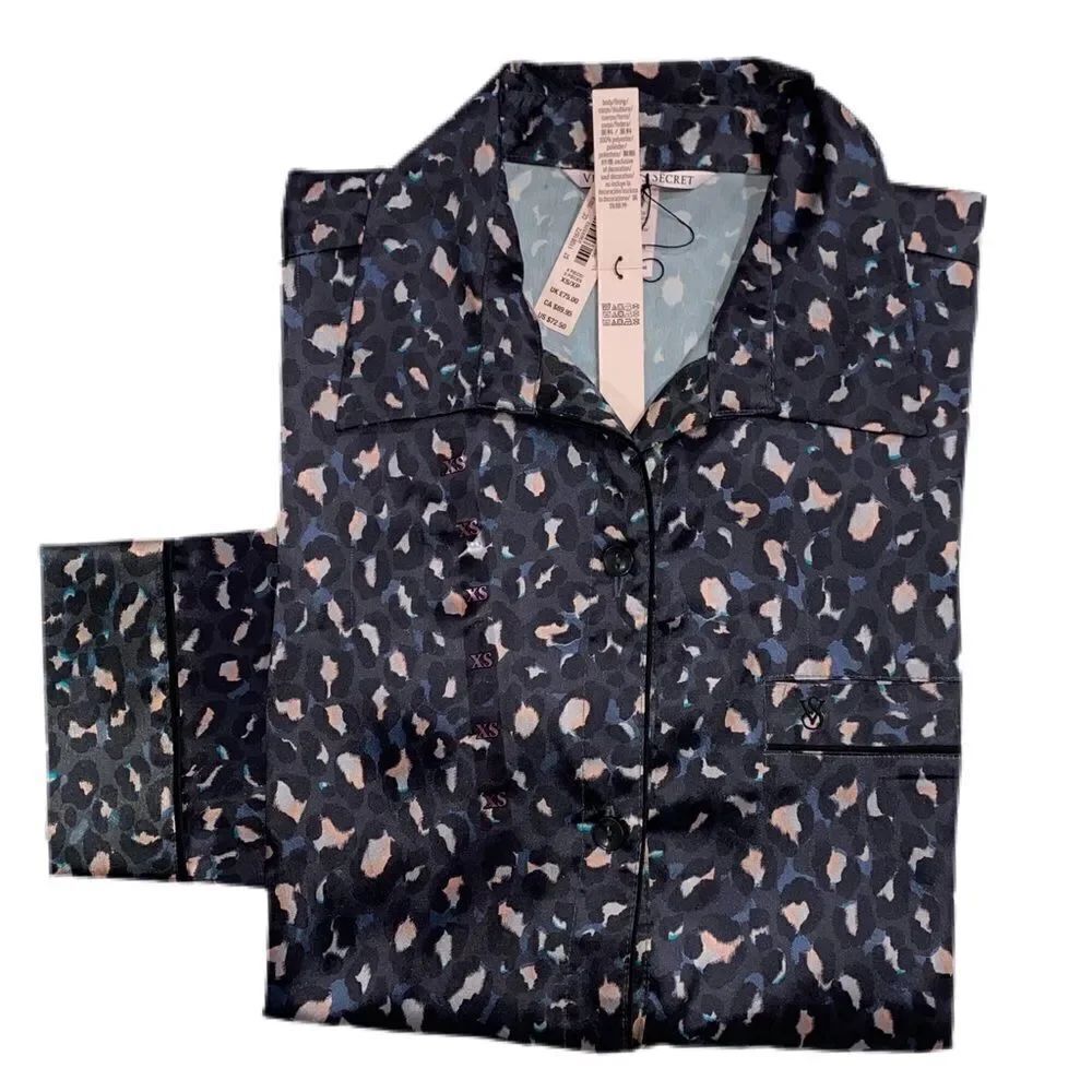 Victorias Secret Silky Satin animal print pajama top Jacket Only